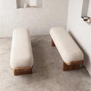 Simple Solid Wood Fabric <b>Bench</b> Comfortable Living Room Bedroom Dressing Room <b>Shoe</b> Changing <b>Bench</b> - Product Image 4