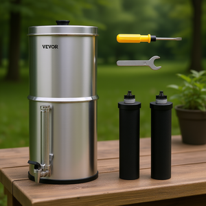ระบบกรองน้ำสแตนเลสสำหรับใช้งานกลางแจ้ง Vevor รุ่น 2.25G แบบกรองด้วยแรงโน้มถ่วง พร้อมไส้กรอง 2 ชิ้น สำหรับใช้บนเคาน์เตอร์ - Product Image 2