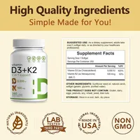 Capsules molles D3+K2 en gros – Complément de vitamines D3+K2 pour adultes (améliore l'immunité, non destiné aux nouveau-nés) – 250 unités – Prise en charge OEM – Durée de conservation 24 mois