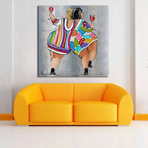 100% peint à la main moderne classique verre à vin <span class=keywords><strong>femme</strong></span> abstraite à la main peinture à l'huile sur toile grosses femmes maison marchandises <span class=keywords><strong>mur</strong></span> Art décor - Product Image 3