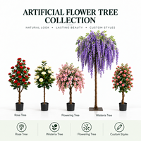 Arbre artificiel de glycine, fausses fleurs bleues et violettes, fleurs suspendues, feuilles vertes, décoration pour mariage, hôtel, événement, vente en gros
