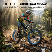 Vélo électrique de montagne sportif à grande vitesse 45 km/h, puissant, 48 V, 1000 W, double moteur, pneus larges 26x4.0, 23 Ah, longue autonomie pour le tout-terrain