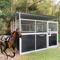 Nouveaux abris portables économiques pour chevaux d'extérieur, box galvanisé de 3,6 m avec portes coulissantes/de grange pour 2 chevaux