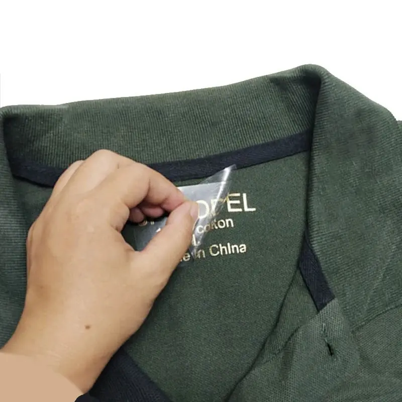 Benutzer definiert Ihr Logo Gedrucktes Etikett Wärme übertragung Kleidungs etiketten Bügeln auf Kleidung Wasch bares Kragen etikett Shirt Tags 3d Gedrucktes T-Shirt