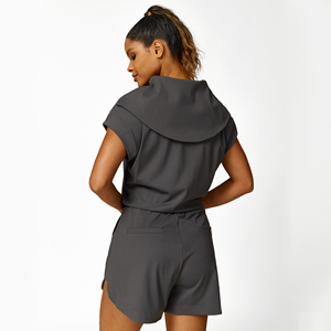 Maglietta sportiva con mezza cerniera maglia con collo a cappuccio finto cappuccio maniche a pipistrello t-shirt da donna con Design sportivo e Casual abbigliamento dall'aspetto sottile - Product Image 3
