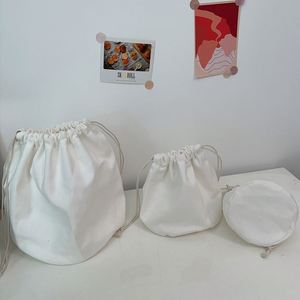 <b>Large</b> Capacity Fashionable Portable Dust <b>Drawstring</b> <b>Bag</b> Pure White Canvas DIY Simple Pocket for Storage Wholesale - Product Image 2