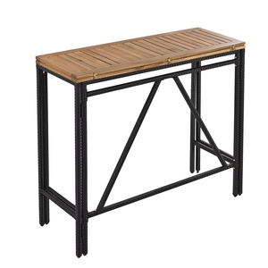 Ensemble <span class=keywords><strong>de</strong></span> salle à manger contemporain 5 pièces <span class=keywords><strong>en</strong></span> <span class=keywords><strong>rotin</strong></span> PE et bois d'acacia pour l'extérieur, capacité 7 personnes, plateau <span class=keywords><strong>de</strong></span> <span class=keywords><strong>table</strong></span> pliable, résistant aux intempéries pour patio - Product Image 5