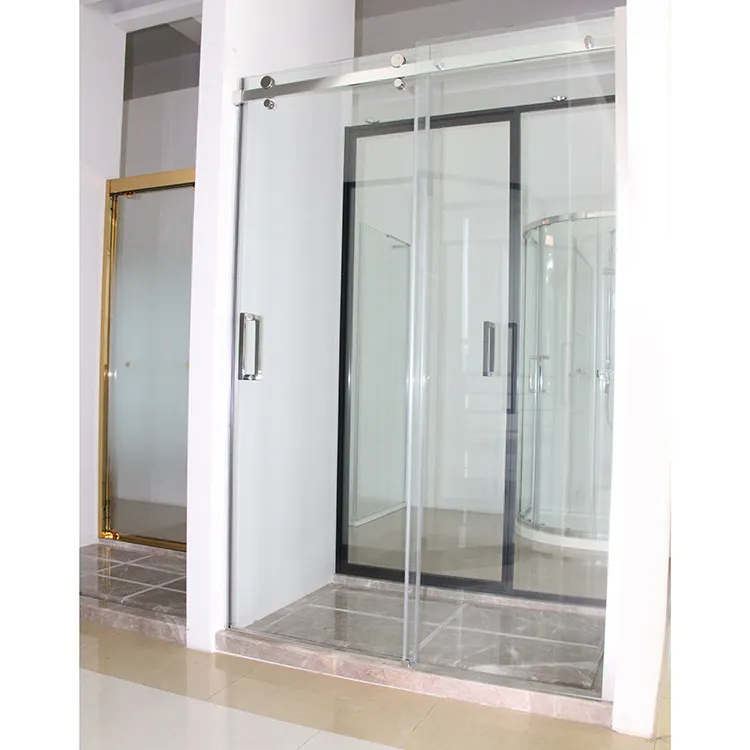 HILITE अनुकूलित एक्रिलिक आधार सुरक्षा टेम्पर्ड ग्लास फिसलने दरवाजा बाथरूम लक्जरी ग्लास दरवाजा स्नान कमरे