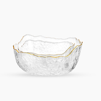 Vente en gros de bols à dessert écologiques en verre borosilicate de haute qualité, faits à la main, émaillés, logo personnalisé, petits bols à salade de fruits, bord ondulé pour