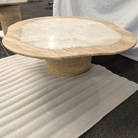 Table basse pour salon, centre de table en onyx blanc et en travertin, table basse en marbre