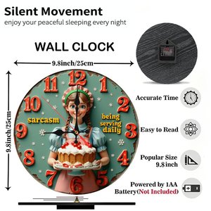 Round Wooden Wall <b>Clock</b> Retro Farm Design 25x25Cm Silent Non Ticking Countryside Home Decor - Product Image 5