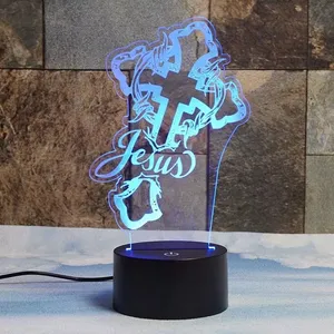 De gros jésus christ de couleur lampe-SOCOVE SC3D-370A Dieu Croix Jésus Lampe 3D USB Led Veilleuse Visuelle Créative Luminaire Cadeau Chevet Couchage Veilleuse