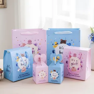 Baby Shower коробка конфет коробки для конфет от китайского производителя шоколада небольшой подарок, Подарочная коробка сумка с ручкой из крафт-бумаги
