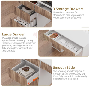 White 48 Inch Computer <strong>Desk</strong> with Four Storage Drawers <strong>Space</strong> <strong>Saving</strong> Home Office Writing Table Bedroom Study Living Room - Product Image 4