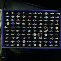 100 pièces de bagues en cristal, pierres précieuses naturelles variées : Améthyste, Citrine, Aigue-marine, bijoux charmants