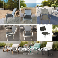 Chaise de jardin moderne pour l'extérieur Chaises en aluminium texliene empilables en aluminium, métal/aluminium antirouille pour cour et entrepôt