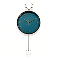 Jam Dinding Pendulum Tanduk Rusa Modern Mewah Tanpa Suara untuk Dekorasi Rumah, Pintu Masuk, Ruang Makan