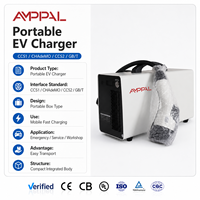 Chargeur rapide DC pour véhicules électriques Amppal CCS1/CHAdeMO/CCS2/GB/T, station de charge portable pour voitures électriques, idéale pour les voyages sur route et l'utilisation en extérieur