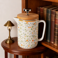 Cafetière à piston portable en céramique avec composants en acier inoxydable, équipement de préparation manuelle pour usage domestique