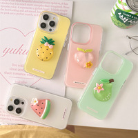 Coque de téléphone portable motif pastèque gelée printemps-été pour iPhone 14 13, antichute, couleur unie, avec chaîne, pour Apple 16 15 Pro Max