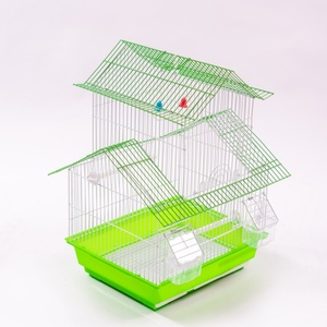 Cage à oiseaux en fil d'acier vert avec plateau en plastique et décorations de clochettes pour petits oiseaux, usage intérieur, style moderne, design durable - Product Image 2