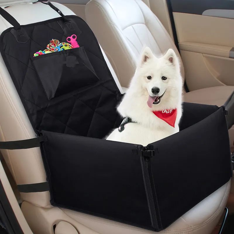 Upgraded Pet Car Seat with Safety Belt for Small to Medium Size Dogs Reinforced Walls Waterproof Dog Car Carrier