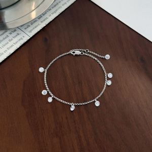 Dylam Charm Dainty 925 Sterling Silver Non Tarnish Multiple 5A Cubic Zirconia Simulated Diamond Pendant Link Chain <b>Bracelets</b> - Product Image 3