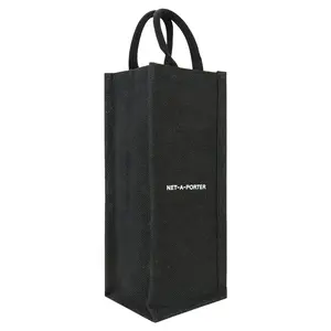 Durable Shopping Jute Bag for Wine for Convenient Transport Bag Customized Wine Carrier Tote Reusable Jute Fabric Wine Bag