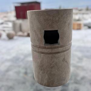 Évier sur pied autoportant en travertin de taille personnalisée Cuvette de vanité de salle de bain en marbre et pierre naturelle - Product Image 6