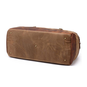 Bolso bandolera <span class=keywords><strong>de</strong></span> lona vintage MOQ bajo personalizado al por mayor, bolso <span class=keywords><strong>de</strong></span> hombro con ribete <span class=keywords><strong>de</strong></span> piel auténtica, bolsas <span class=keywords><strong>de</strong></span> viaje <span class=keywords><strong>de</strong></span> lona <span class=keywords><strong>de</strong></span> fin <span class=keywords><strong>de</strong></span> <span class=keywords><strong>semana</strong></span> para hombre - Product Image 4