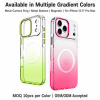 Coque de téléphone TPU à dégradé de couleurs pour iPhone 17 Pro Max, compatible avec la recharge magnétique sans fil, anneau métallique pour caméra, antichoc, OEM ODM, vente en gros
