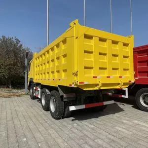 Kullanılan howo sarı damperli kamyonlar 6x4 atık taşıma kamyonu 371hp ihracat kentsel inşaat çöp kamyonu