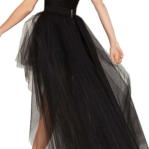 Jupe en <span class=keywords><strong>Tulle</strong></span> haut bas pour <span class=keywords><strong>femme</strong></span> gaze noire swallowtail taille haute Tutu longue fête <span class=keywords><strong>jupon</strong></span> Style décontracté Punk Goth carnaval - Product Image 3