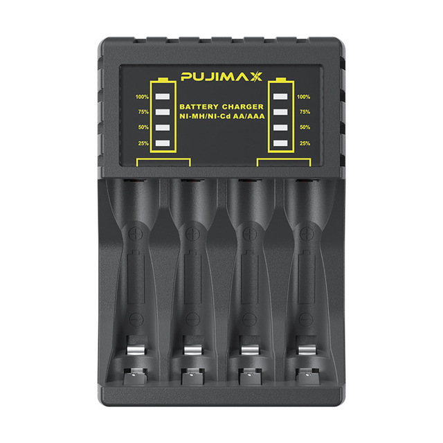 PUJIMAX 1.2V 4 Slots NIMH NICD Rechargeable Battery Charger USB Charging Station Portable Charger for 2A 3A Batteries