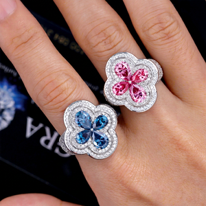 Anillo de trébol con incrustaciones de moissanita VVS, certificado GRA, chapado en oro sobre plata de ley 925, estilo hip hop unisex, pasa la prueba del diamante. - Product Image 1