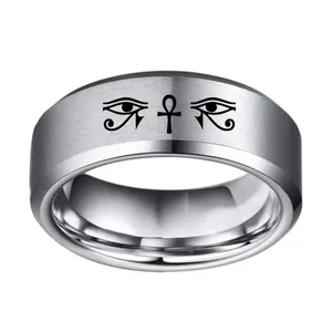 时尚埃及眼荷鲁斯Ra Udjat护身符戒指不锈钢戒指埃及法老国王摩托车手男士女士戒指批发