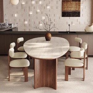 2025 mô hình mới đường hầm gió đá phiến bảng trong phong cách cổ xưa rắn GỖ PHÒNG KHÁCH Kích thước hình bầu dục bàn ăn - Product Image 4