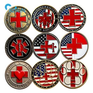 Заводская подгонка 3D эмаль американский флаг красный крест памятные монеты вызов на заказ Американский Красный Крест Вызов Монета - Product Image 1