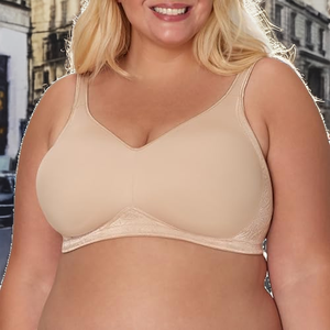 Sujetador tipo camiseta <span class=keywords><strong>Playtex</strong></span> para mujer, sin aros, de encaje sólido, sin costuras, con cobertura total y efecto suavizante # 4049 Nude 42C - Product Image 2