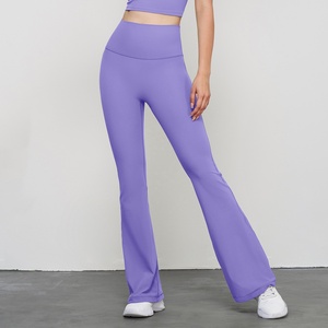 Pantalones acampanados de cintura alta Tight Gym Nylon Spandex Leggings acampanados de longitud completa - Product Image 6
