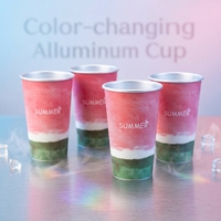Gobelet en aluminium réutilisable de 12 oz et 33 oz avec logo personnalisé, changeant de couleur à froid, recyclable pour une utilisation promotionnelle