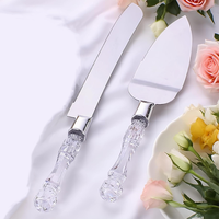 Couteau à pizza, à pain et à gâteau en acier inoxydable, spatule de service, coupe-pain, pelle à pâtisserie avec manche en plastique cristallin