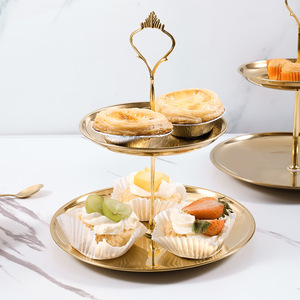 Stainless steel multi-tiered cake <b>rack</b>, three-tiered dessert table <b>display</b> <b>rack</b>, pastry tray, snack and fruit plate, ornament - Product Image 2