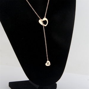 Collar con colgante de corazón en oro rosa, éxito de ventas transfronterizo, para los 12 signos del zodiaco, de acero inoxidable, regalo de cumpleaños con inicial en <span class=keywords><strong>Y</strong></span> - Product Image 3