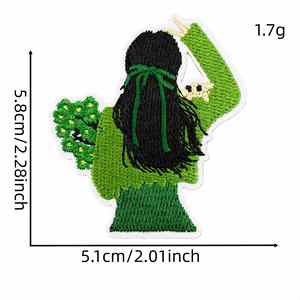 Patchs thermocollants brodés vert frais, motifs dessin animé, fleur, cœur, hibou, tulipe, ange, ours, papillon, champignon, boîte cadeau, crème glacée - Product Image 6