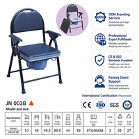 Chaise de toilette portable pliable avec dossier, poignée de transport, accoudoirs et seau amovible – Facile à déplacer, idéale pour la maison ou les maisons de retraite