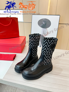 Elegantes Botas de Mujer hasta la Rodilla, de Lujo, con Tacón Alto de 5-10 cm, Plataforma, Estilo Vaquero, de Cuero, con Plantilla de Poliuretano y Suela de Goma Plana - Product Image 4