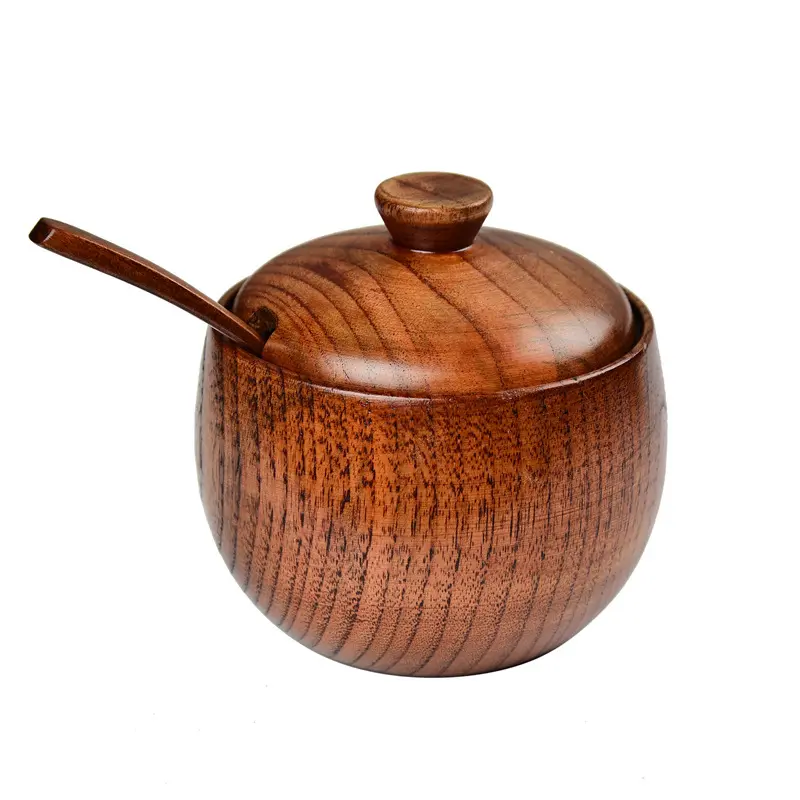 Jujube Wood Salt or Spice Box with Swivel Cover perfect for keeping table salt gourmet salts herbs or favorite seasonings jar