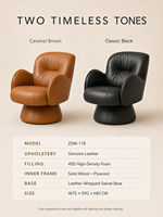 Fauteuil d'appoint rembourré en cuir pleine fleur, confortable et élégant, idéal pour appartement, réception ou usage domestique – Vente directe usine