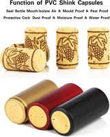 100 bouchons de vin naturels et 3 capsules thermorétractables en PVC de 3 couleurs pour bouteilles de vin, bouchon droit